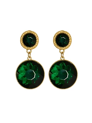 Boucles d'oreilles pendantes à 2 niveaux avec pierres précieuses