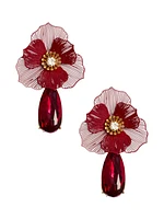 Boucles d'oreilles avec fleur et pierre en forme de larme