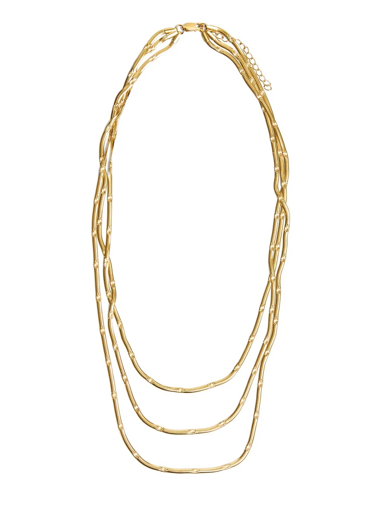 Collier à 3 couches avec effet martelé