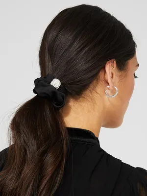 Satin Scrunchie With Silver Embellishment