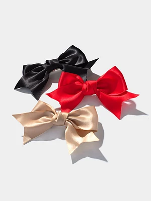 3-Pack Satin Bow Hair Clips