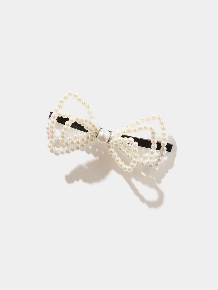 Pearl Bow Hair Clip