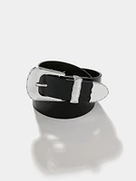 Faux Leather Horseshoe Buckle Belt