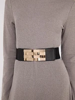 Gold Square Buckle Elastic Belt