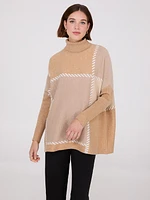 Plaid Turtleneck Poncho