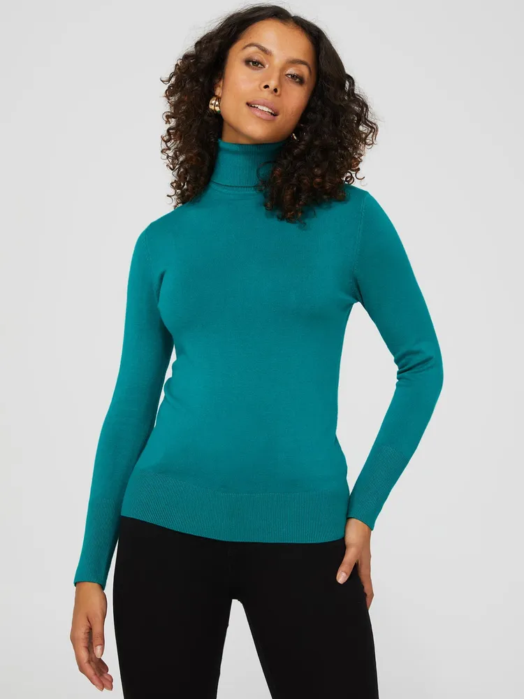 Turtleneck Sweater With Ribbed Details