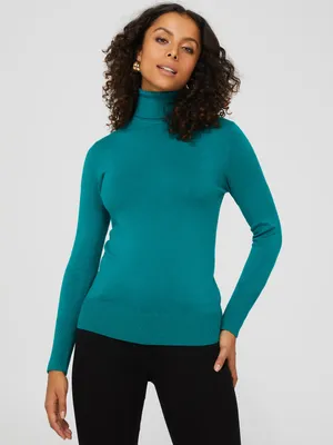 Turtleneck Sweater With Ribbed Details