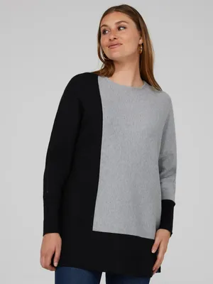 Colourblock Dolman Sleeve Boat Neck Sweater, Dk Grey /