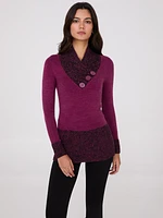 Contrast Cowl Neck Tunic Sweater