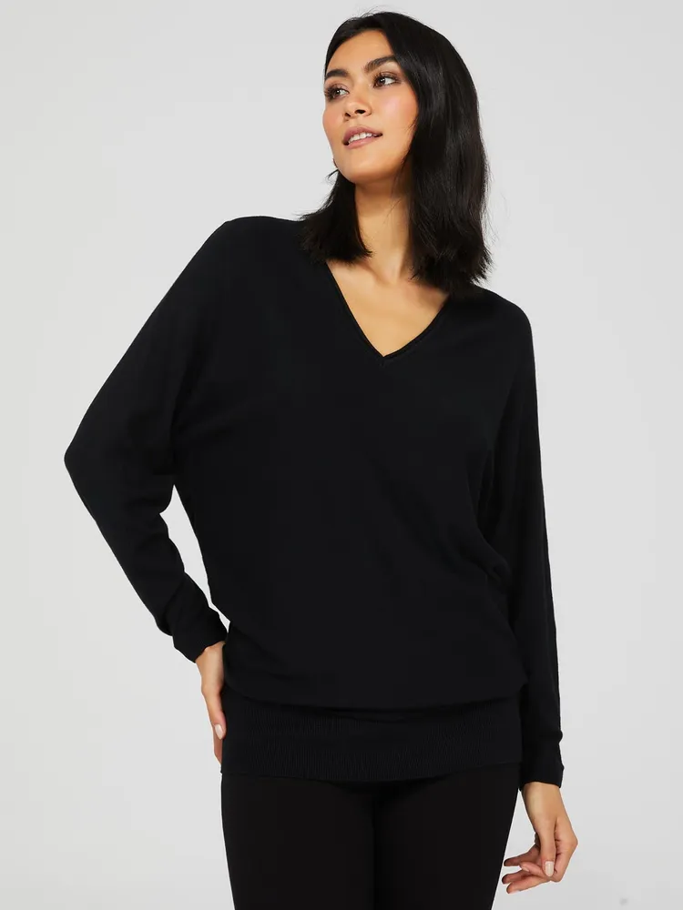 V-Neck Tunic Sweater, /