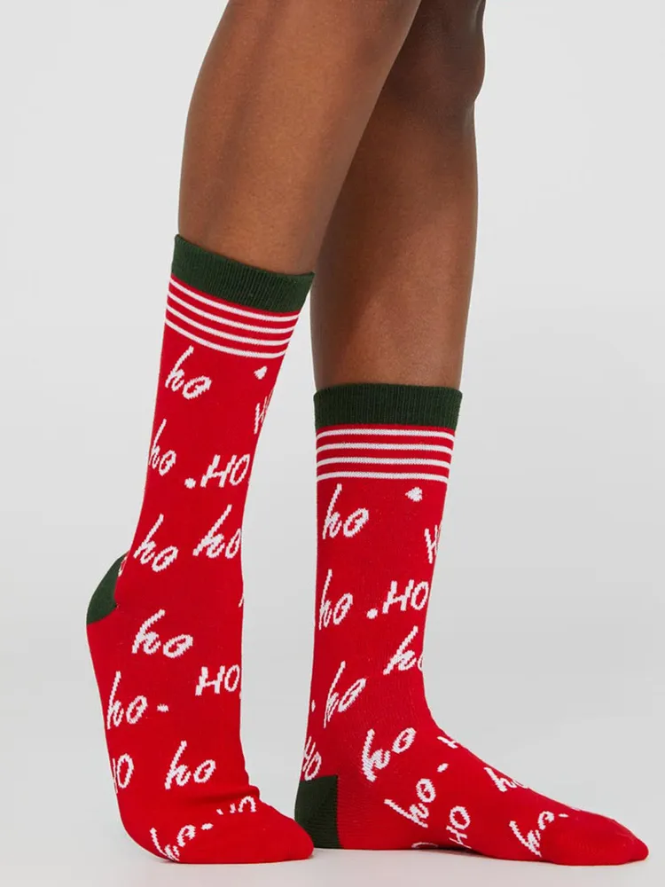 Ho Ho Ho Print Socks