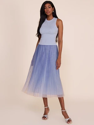Jupe midi plissée en maille