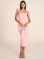 Midi Sheath Dress With Rhinestone Bows