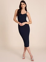 Cowl Neck Midi Sheath Dress
