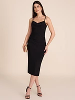 Cowl Neck Midi Sheath Dress