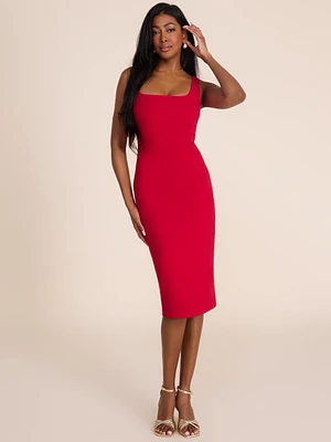 Robe mi-longue à encolure dégagée