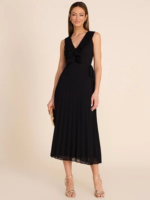 Robe mi-longue plissée en mousseline