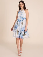 Halter Neck Floral Fit & Flare Dress