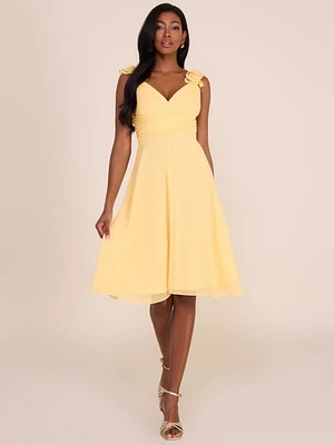 V-Neck Fit & Flare Chiffon Dress
