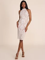 Patterned Sequin Midi Dress