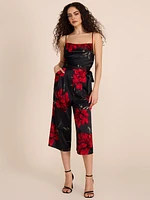 Satin Floral Culotte Jumpsuit