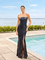 Robe droite à paillettes