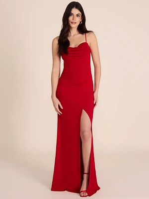 Cowl Neck Bustier Gown