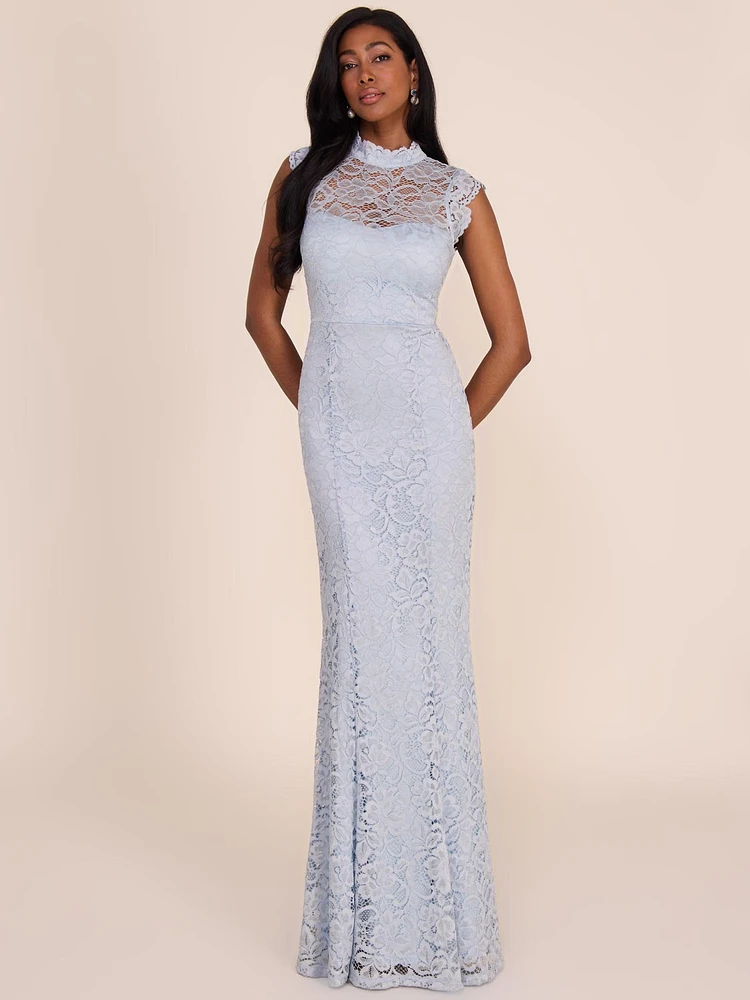 Mock Neck Lace Gown