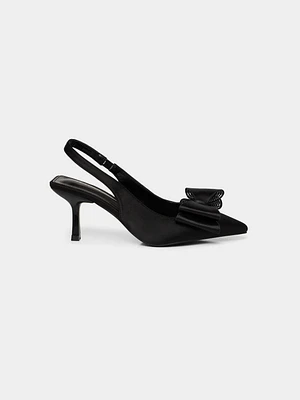 Satin Sling-Back Pump With Bow