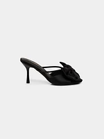 Satin High Heel Mule With Bow