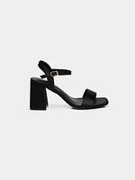 Satin Block Heel Sandal