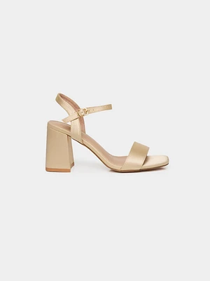 Sandale à talons blocs en satin
