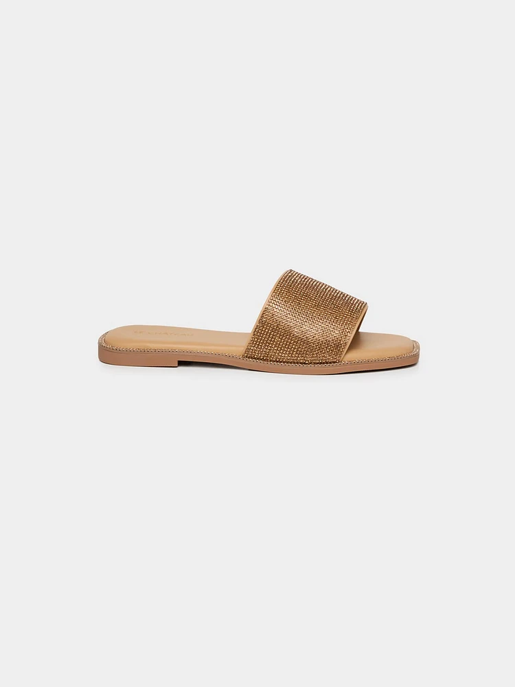 Square Toe Rhinestone Slide