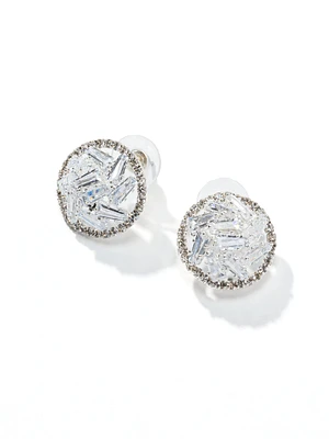 Gem Embellished Button Earring