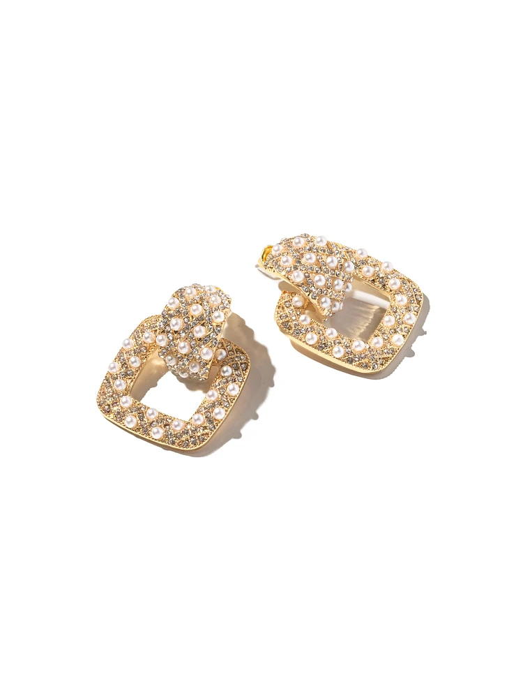 Pavé Pearl Earring