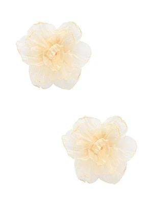 Boucle d'oreille surdimensionnée avec fleur en organza