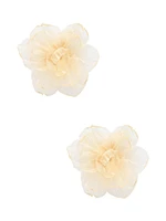 Boucle d'oreille surdimensionnée avec fleur en organza