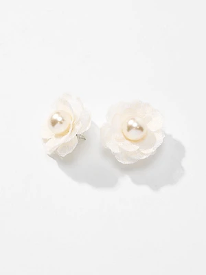 Boucle d'oreille en forme de fleur avec perle