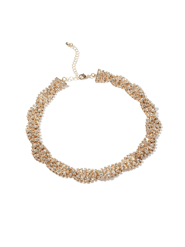 Collier en strass tressé