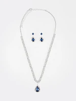 Jewelled Pear Drop Earring & Necklace Set