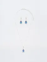Jewelled Tear Drop Earring & Necklace Set, / o/s