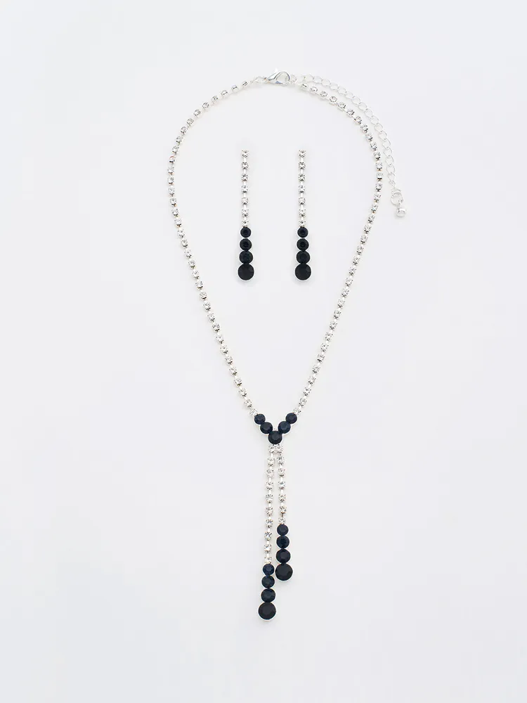 Jewelled Tear Drop Necklace, / o/s