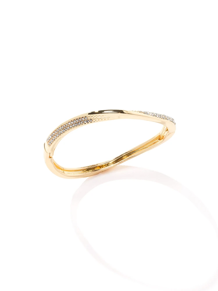 Twist Gold Bangle With Gems