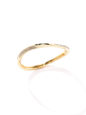 Twist Gold Bangle With Gems