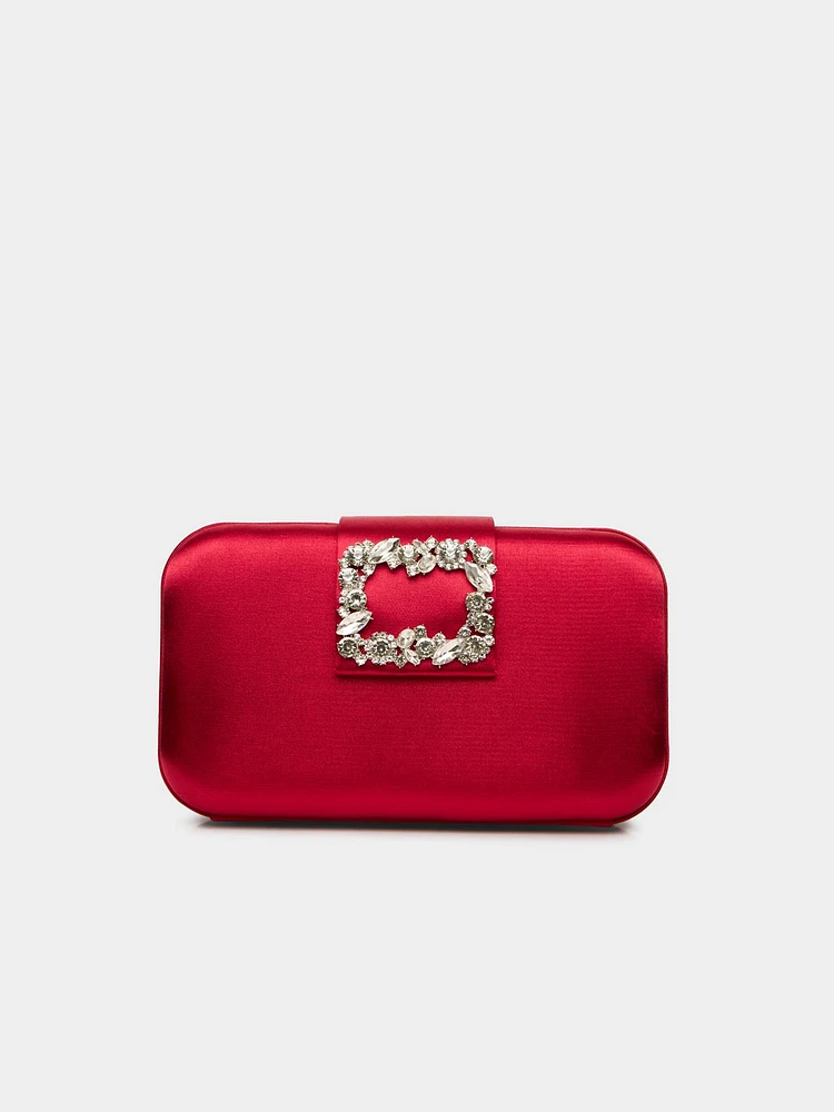 Satin Minaudiere With Rhinestone Buckle