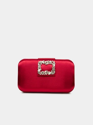 Satin Minaudiere With Rhinestone Buckle