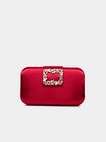 Satin Minaudiere With Rhinestone Buckle