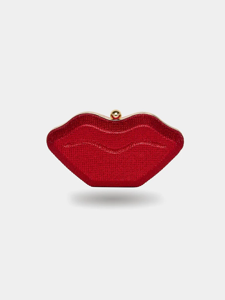 Jewelled Lip Shaped Clutch