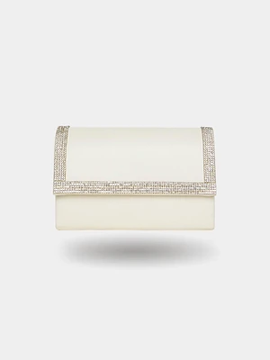 Flapover Clutch With Rhinestones