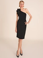 One-Shoulder Knee Length Sheath Dress